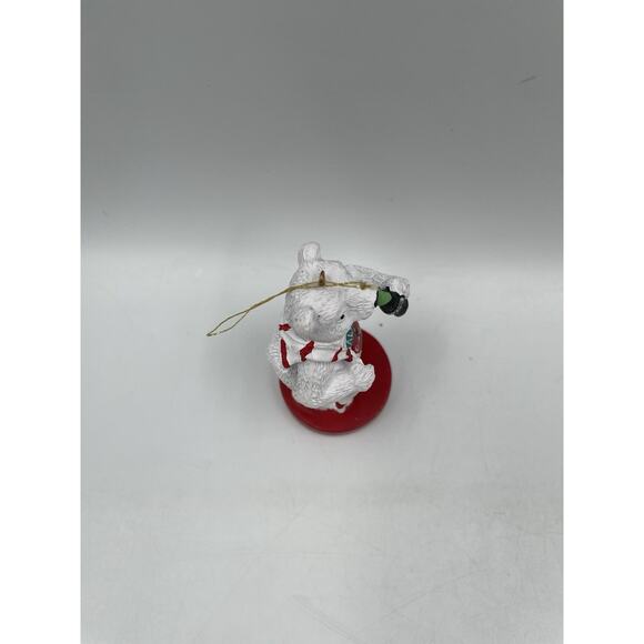 Vintage ‘97 Always Coca-Cola Polar Bear Christmas Ornament Red Pedestal Resin - Picture 6 of 7